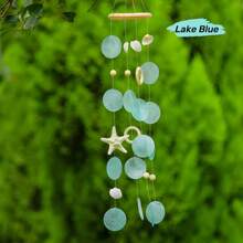 1pc Starfish Mirror Wind Chime, Artistic Wooden Shell Wind Chime, Home Window Sill Entryway Decor, Beach House Decor, Home Decor, Gift, Yard Garden Decoration, Christmas Decor, Christmas Ornament, Thanksgiving Christmas Gift - White - View 6