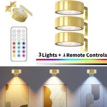 6/3/1pc LED Drawing Light, Battery Powered, Wireless LED Drawing Lamp, Wireless Wall Light With Magnetic Attachment, Wireless Spotlight, Dimmable Display Light With Remote Control, 3 Lighting Modes, Suitable For Frames, Artworks, Portraits Display, Wall Decor Light, 150mAh Remote Control - Multicolor - View 15