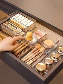 28个/23个/20个/14个/9个/7个/4个/3个/1个桌面和抽屉分隔收纳盒，适用于存放化妆品、发饰、办公用品、厨房用品等。提供多种尺寸和组合，并可选择免费组装。经久耐用，坚固可靠。