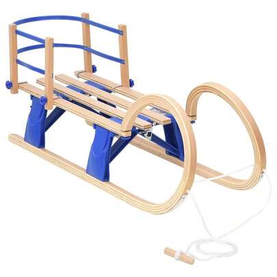 vidaXL Foldable Sledge With Backrest 43.3" Plywood