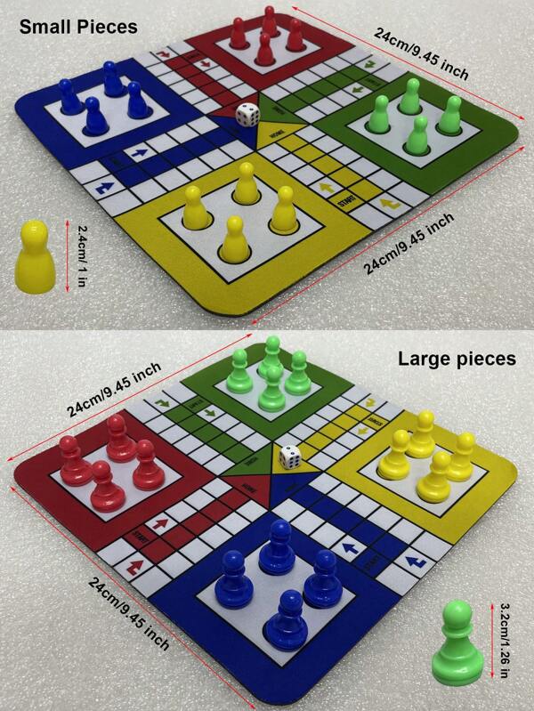 1 Set Ludo Travel Game Set New 9.5" Folding Rubber Board With 16 Chess Pieces 1 Dice For Classic Portable Strategy Play Family Ludo Learning Game