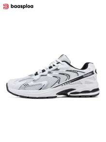 baasploa Chaussures de course rétro en maille pour hommes, chaussures respirantes antidérapantes, chaussures de course légères à semelle épaisse et résistantes à l'usure pour hommes et femmes, chaussures de sport décontracté extérieur, chaussures de marche pour hommes avec augmentation de la taille, chaussures de mode de marque