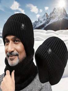 1pc Autumn And Winter Knitted Wool Hat Men's Ear Protection Hat With Thick Velvet For Outdoor Warmth, Wind And Cold Protection, Simple Casual Hat