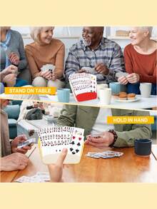 4-Piece - Playing Card Holder, Hands-Free Playing Card Holder Tray With Foldable Table Stand, Fan-Shaped 3-Tier Design, Suitable For Card Games, Poker Parties And Family Card Game Nights. - Multicolor - View 4