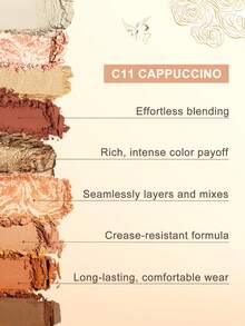 CATKIN Eyeshadow Palette, Shimmery Eyeshadows With Matte And Glitter Finishes, High Color Payoff, 9 Shades, Neutral Color Scheme, C11 Cappuccino - Cà phê C11 Cappuccino - Xem 6