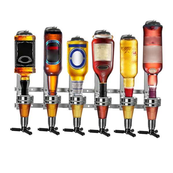 6-Flaschen-Optik für die Hausbar, Wandmontage, 6 x 30 ml, Bar-Butler, Getränkeständer für Spirituosen, Aluminiumlegierung, optisches Spirituosen-Bargeschirr-Set für Zuhause, Kneipe, Küche, Bar