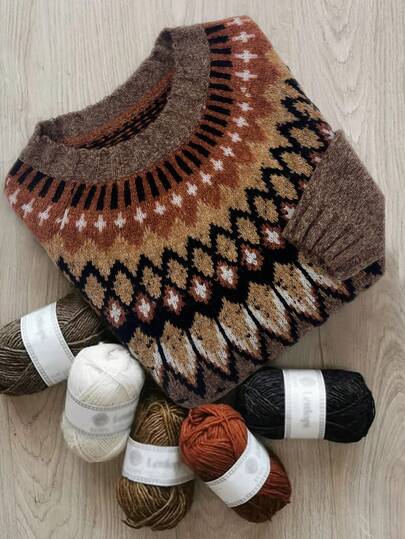 Women's Oversized Fashion Casual Fair Isle Print Sweaters For Women Retro Minimalist Diamond Print Cozy Clashing Color Sweater Winter Clothes Women Fall Clothes For Women