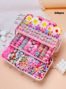 546件/套彩色校园发饰套装，包含发圈、花朵发夹、蝴蝶结发夹、可爱动物和字母发夹，适合女孩和女士，满足各种发型创意，是返校季必备，适合甜美、休闲或独特风格，四季皆宜的日常必备，包含发夹、蝴蝶结、发带等。