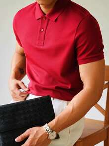 Basic UNISEX POLO Shirt - 紅色 - 查看 3