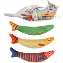 1pc Cat Toys Catnip 3D Simulation Fish Goldfish Kitten Toys Pillowfish Interactive Sounding Cat Chew Bite Plush Toys Cat Supplies - Multicolor - View 8
