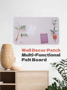 1pc Felt Decorative Board, Self-Adhesive Wall-Mounted Memo Board For Office, Home, Classroom, Reusable Photo Wall Display, Minimalist European Style Wall Decor Sticker, Suitable For Bedroom, Study, Living Room, Office, Classroom, Entryway