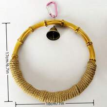 1 件 MUYG 竹环鸟秋千栖木，大圆形笼子悬挂玩具，鸟栖攀爬玩具天然鸟类麻绳秋千，适用于虎皮鹦鹉、玄凤鹦鹉...