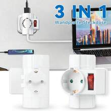 CILIA 1/2pcs Triple Schuko Socket Multiple Vertical Electrical Adapter, 3 Universal Sockets With Child Protection,250V/16A ,Combined German Standard,For Home And Commercial Use - View 1