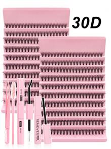 200PCS Fluffy Lash Clusters 30D, Individual Eyelash Thick Cluster Eyelash Extensions D Curl Lashes Clusters ,DIY Lash Extension Kit Set, Lashes Clusters 200Pcs/300Pcs/240Pcs/168Pcs Individual Lashes 8-16MM Wispy Cluster Lashes