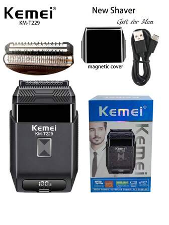 Kemei KM-T229 Golarka elektryczna dla mężczyzn, golarka elektryczna, ostrza do golenia brody, głowica, usuwanie włosów, czysta folia goląca, golarka z posuwisto-zwrotną powłoką, prezent dla mężczyzn, prezent urodzinowy dla chłopaka