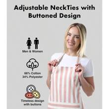 Kitchen Apron Waterdrop Resistant Cotton Apron With Adjustable Aprons For Women With Pockets Cooking Apron Chef Apron For Men (1, Powder Pink)