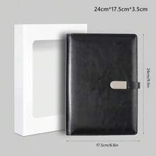 A5 Binder Organizer - Unisex Business Planner - PU Leather Journal -6 Ring Binder Refillable Diary Notepads, Travel Organizer Agenda For Men Women - Blue-671080 - 黑色 - 查看 7