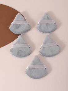 5 件套三角干湿化妆海绵粉扑带肩带，超柔软海绵粉扑适合所有肤质，化妆美容工具 - 灰色 - 查看 5