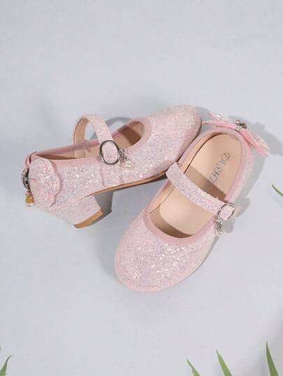 1 Pair Children's Fashionable Outdoor All-Season Heeled Shoes With Heel Accessories