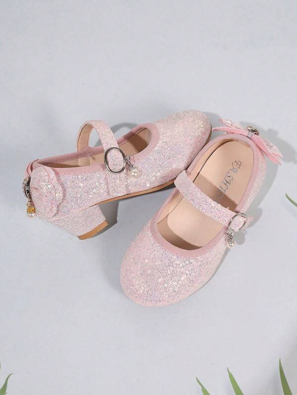 1 Pair Children's Fashionable Outdoor All-Season Heeled Shoes With Heel Accessories