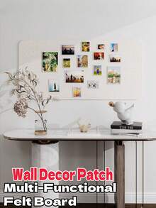 1pc Felt Decorative Board, Self-Adhesive Wall-Mounted Memo Board For Office, Home, Classroom, Reusable Photo Wall Display, Minimalist European Style Wall Decor Sticker, Suitable For Bedroom, Study, Living Room, Office, Classroom, Entryway