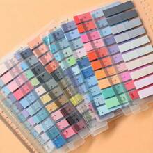 3200pcs/1600pcs/800pcs/200pcs, Morandi Color Adhesive Label, Index Sticker, Stickers Autocollants, Page Marking, Morandi Color Semi Transparent Writable Bookmarks And Reusable Bookmark Labels, Beautiful Ribbon Index Labels, European And American Retro Fluorescent PET Transparent Self-Adhesive Notes, Encoded Adhesive Labels