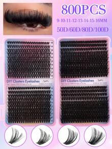 800/760/571/774/784pcs D-Curl High Capacity Individual Lashes Set, DIY Lash Clusters, Natural & Fluffy, Lightweight & Soft, Reusable, Single Strand Segmented False Lashes, Lash Extension, 10D/20D/30D/40D/30D/40D/50D/60D/50D/60D/80D/100D, Suitable For Beginners For Home Or Outdoor Use, Applicable For Daily Life, Wedding, Date, Party, Music Festival, Student Back To School Gift, Lash Clusters, Individual False Lashes, False Eyelashes - D - View 13