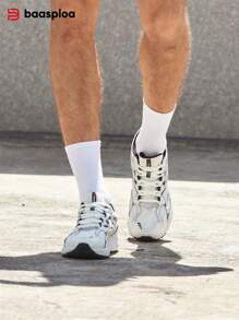 baasploa Chaussures de course rétro en maille pour hommes, chaussures respirantes antidérapantes, chaussures de course légères à semelle épaisse et résistantes à l'usure pour hommes et femmes, chaussures de sport décontracté extérieur, chaussures de marche pour hommes avec augmentation de la taille, chaussures de mode de marque