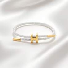 1 Stück H-förmige Schnallen Hartschnur Armband, einfach & modisch verstellbar für Frauen Alltags-Tragen als Geschenk, verstellbares Edelstahl Drahtseil Armband, 3D hartgoldplattierte Edelstahl Armbänder, Armbänder für Frauen, Ketten für Männer, 67 Hamilton Metall Armreifen für Frauen - 1 Stück geflochtenes Armband - Übersicht 17