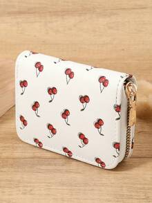 Billetera de monedas con patrón de cereza, portador de tarjetas, organizador de tarjetas múltiples para almacenar tarjetas de crédito, ligero y minimalista, de moda, moderno, de negocios, para aniversario, para Navidad, para el Día de San Valentín, para regalo de cumpleaños, para regalo, para amante, para mujeres, para niñas, para damas, para femenino, útiles escolares para la escuela, dormitorio y vuelta al colegio - Blanco - Ver 5