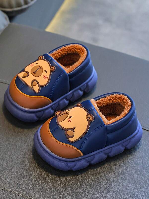 1 双 Capa Bala 儿童冬季包趾拖鞋，男童女童保暖防滑卡通毛绒内衬家居鞋