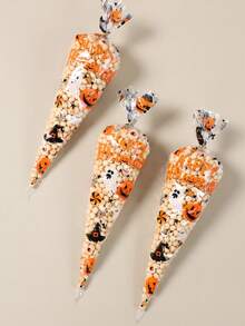 50pcs Halloween Candy Bags, Halloween Bags For Popcorn Goodie Cookie, Halloween Party Decor, Halloween Party Snacks Candy Decoration Bags, Trick Or Treat, Halloween Party Favors, Haunted House Decoration, Halloween Decoration, Halloween Decor, Halloween Party Supplies, Gift Packaging Bag