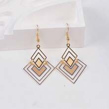 Pendientes colgantes elegantes y sexys de verano - Pendientes colgantes geométricos de oro hueco en forma de rombo, apilables, joyería perfecta como regalo para mujeres para vacaciones o atuendo casual diario de lujo