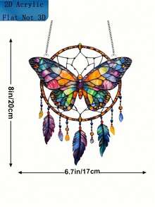 2D Bohemian Acrylic Butterfly & Feather Sun Catcher – Vibrant Colorful Dreamcatcher Wall Hanging, Perfect For Weddings, Festivals & Home Decor, No Electricity Needed, An Ideal Gift For Friends & Family - Multicolor - View 18