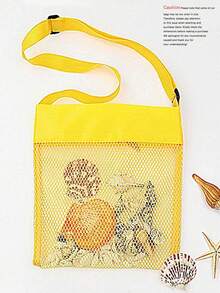 1 Túi lưới đi biển có dây đeo có thể điều chỉnh - Túi đựng vỏ sò bằng polyester để đựng vỏ sò, v.v. - Lý tưởng cho các chuyến đi biển, hoạt động ngoài trời, đồ dùng ngoài trời | Chất liệu lưới, Phụ kiện đi biển - Nhiều màu - Xem 10