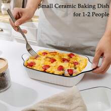 Design - Small Ceramic Baking Dish, Rectangular Bakeware With Handles, Oven Safe & Microwave Safe