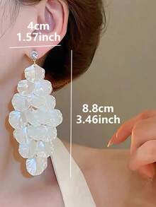 1 对夸张法式花卉树脂设计耳环，适合女士派对、婚礼、时尚经典佩戴 - 多層花瓣 - 查看 6