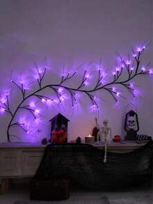 1PC 48 LED Artificial Willow Elm Tree Light, 1.7m Size, USB Powered. These Decorative Fairy String Lights Are Designed For Outdoor Use, Perfect For Gardens, Patios, Yards And Christmas Parties, Wall Bedroom Home Fireplace Indoor Decor, USB Powered Halloween Hanging Lights. Batteries For Branch Lights Are Not Included. - Brown - View 1