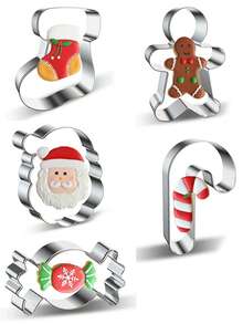 1 cái Khuôn cắt bánh quy hình người bánh gừng, kẹo que, đầu ông già Noel bằng thép không gỉ, dụng cụ làm bánh kẹo mềm tự làm, dụng cụ nướng bánh, đồ trang trí Giáng sinh, đồ ngủ Giáng sinh, quà tặng Giáng sinh, đồ trang trí Giáng sinh - cắt cookie - Xem 11