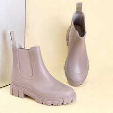 DangDing Damen Mode vielseitige Lässig Elastische Textur Sohle Dicke Boden Militärstiefel, Chelsea Stiefel, Knöchel Stiefel, Wasserdichte Regenstiefel geeignet für Outdoor, Garten, Wandern, Arbeit