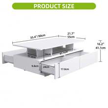 Coffee Table With Storage, High Glossy 16 Colour Adjustable LED, Open Display Shelf & 4 Drawers, White - White - View 4