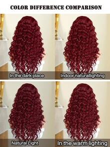 7JHH WIGS 24英寸惊艳蓬松卷曲红色假发，女士款 - 长款蓬松深波浪酒红色假发，带刘海，采用耐热合成纤维制成，适合日常佩戴、音乐节庆典派对角色扮演 - 服装假发配饰 - 毕业礼物 - 酒紅色 - 查看 9