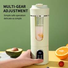 Licuadora portátil recargable por USB de 500ml con función de trituración de hielo, pantalla LED - 7.4V, para hacer jugos de frutas y verduras frescas, diseño compacto para batidos y bebidas saludables, apta para el hogar y viajes - Multicolor - Ver 6