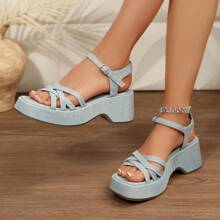 Women's Wedge Sandals Adjustable Buckle Strap Platform Wedge Shoes Open Toe Casual Daily Sandals