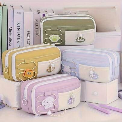 1 Hộp đựng bút chì vải Oxford dễ thương, đa năng, dung tích lớn, có thể điều chỉnh độ đàn hồi, đựng bút, thước kẻ, lý tưởng cho bé trai và bé gái, hộp đựng văn phòng phẩm thẩm mỹ cho học sinh, quà tặng hoàn hảo cho bạn bè, hộp đựng văn phòng phẩm