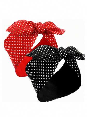 Bandeau à pois convenant aux filles et aux femmes, bandeau rétro, bandeau en fil des années 50 avec imprimé vintage, bandeau large, bandeau à petits et grands pois (rouge, noir). Accessoires cheveux, bandeaux de sport pour femmes, turban, tour de tête pour la course, le cyclisme, bandeau absorbant pour l'automne