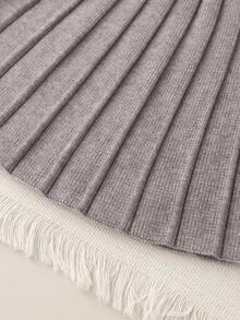 2pcs Kids Knitted Cardigan Sweater And Pleated Skirt Set, Heart Design Winter Outfit Long Sleeve Sweater Jacket And Skirt - Grey - View 8