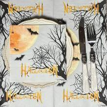 20 piezas de servilletas de papel coloridas para fiesta de Halloween, de 13*13 pulgadas, 2 capas, para restaurante y fiesta de hotel, con estampados de castillo, calabaza, murciélago, fantasma y telaraña, decoración para fiesta de Halloween, servilletas de papel desechables para Halloween