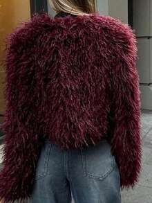 Camellia New Autumn/Winter Women's Faux Fur Effect Loose Fit Slim Jacket