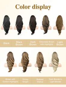 马尾辫接发，18 英寸波浪爪夹接发，适合女性，轻盈蓬松的合成纤维马尾辫假发，自然柔软，易于佩戴 - 彩色 - 查看 5